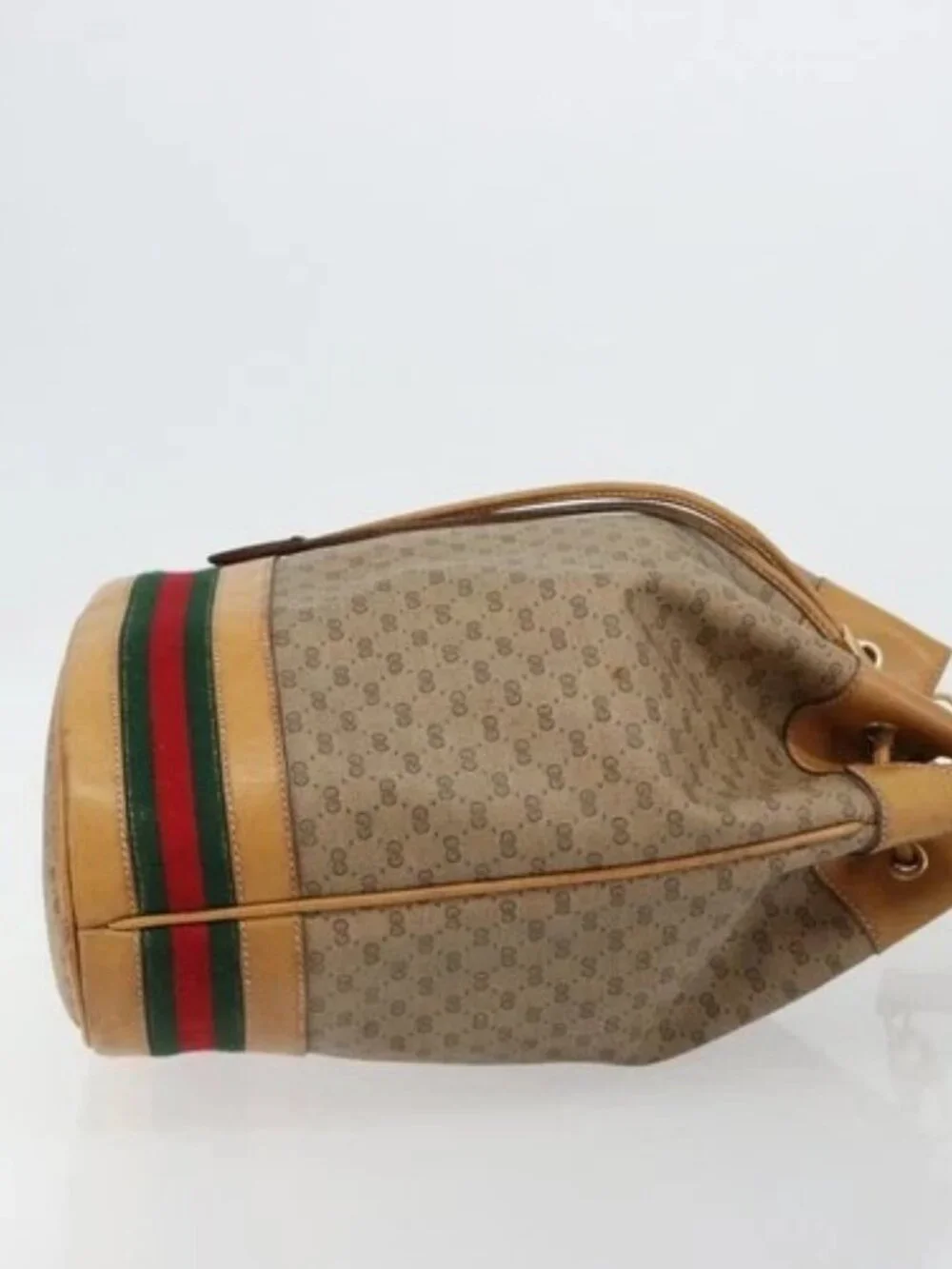 GUCCI Micro GG Supreme Web Sherry Line Bag PVC Beige 001 115 4793 Auth 182369 - Picture 3 of 16